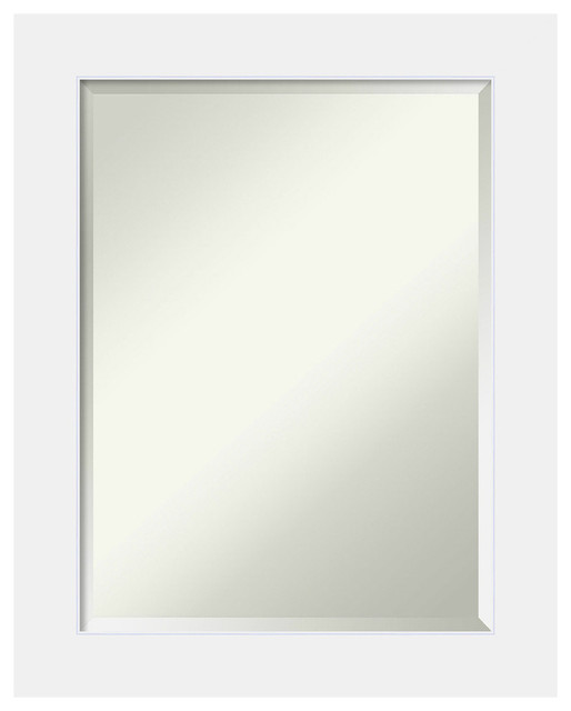 Corvino White Beveled Wood Bathroom Wall Mirror - 23 x 29 in.