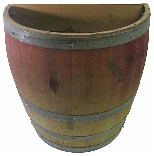 Lacquer finished Oak wood Tall Quarter Wine Barrel Planter Rustic