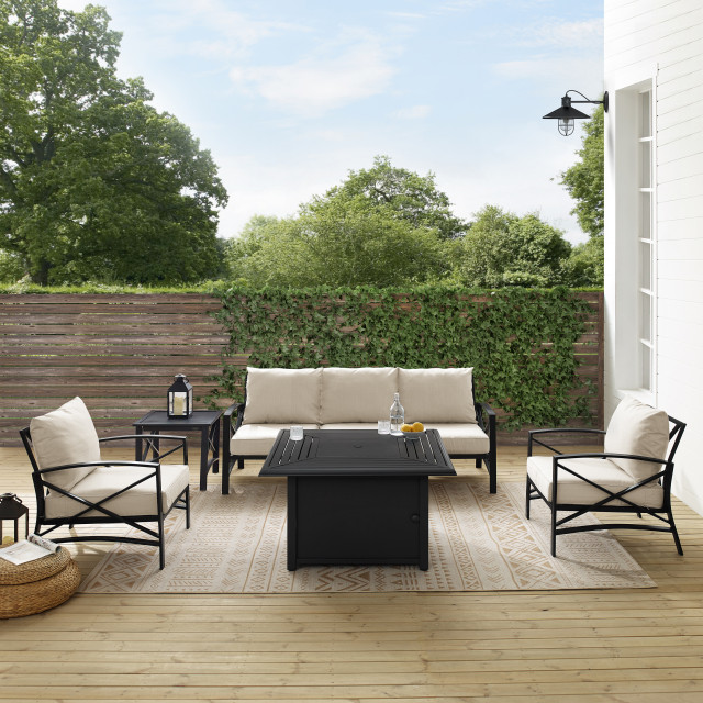 Kaplan 5-Piece Outdoor Sofa Set With Fire Table, Oil Rubbed Bronze ...