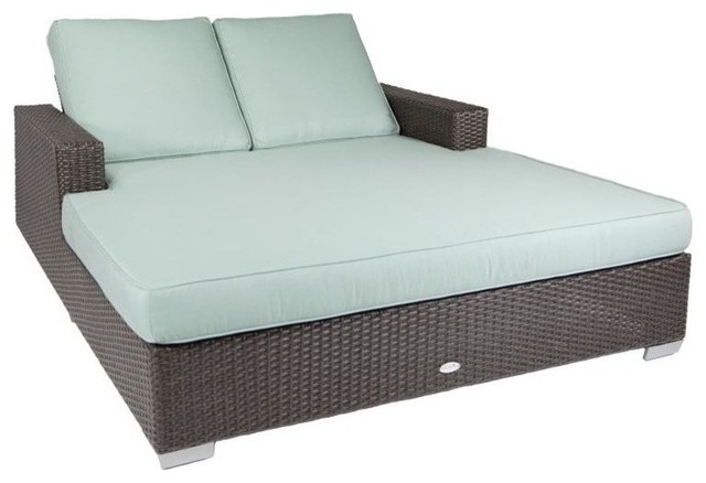 Montecito Outdoor Double Chaise With Cushions Transitional Montecito Outdoor Double Chaise With Cushions Navy Blue