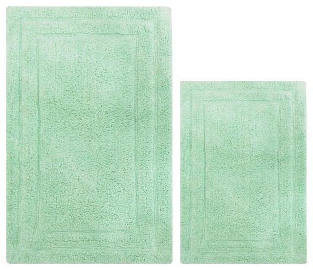 Anti Skid Clic 2 Piece Cotton Bath Rug Set Mint Green Anti Skid Clic 2 Piece Cotton Bath Rug Set Mint Green