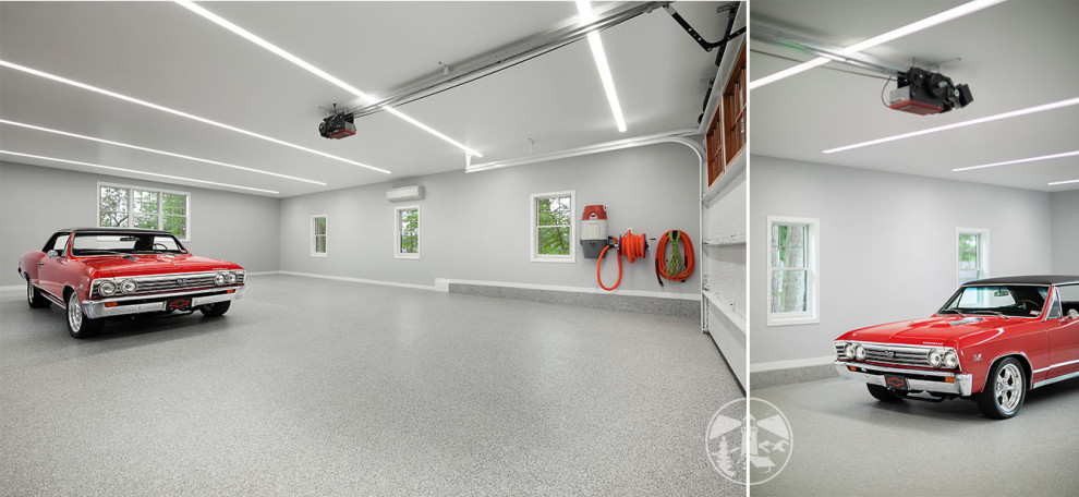 Inspiration for a mid-sized industrial detached two-car garage remodel in Boston