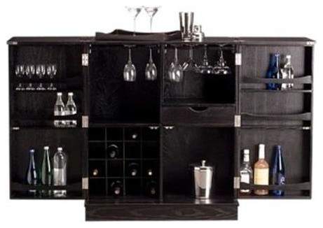 Steamer Bar Cabinet in Black Finish