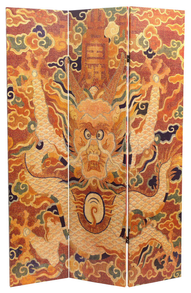 6' Tall Dragon of the Red Chamber Double Sided Room Divider Asian