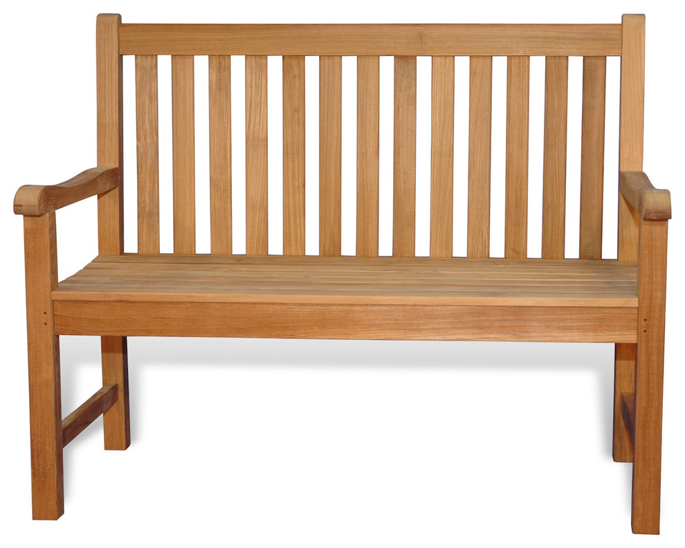 Teak Bench Block Island Garden 4' Transitional Outdoor Benches by