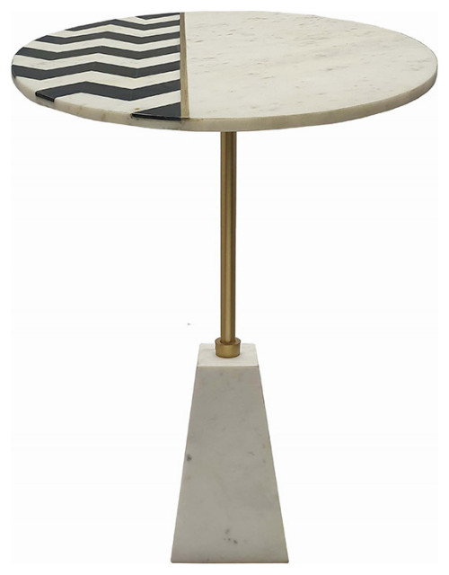 Brass Inlay End or Side Table, Brass Spray Contemporary Side Tables