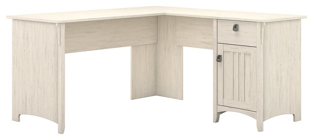 Salinas L Shaped Desk With Storage Antique White Farmhouse Desks And Hutches By Homesquare Houzz