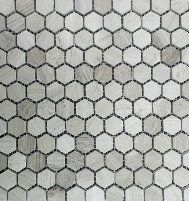 Gray Wood Marble 1 Hexagon Polished Mosaic Tile 11 Sheets Gray Wood Marble 1 Hexagon Polished Mosaic Tile 11 Sheets