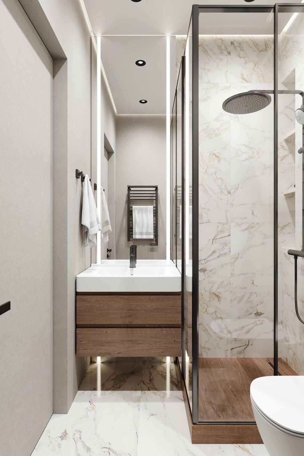 Современный стиль с синими акцентами в дизайне интерьера квартиры в ЖК "Цивилиза