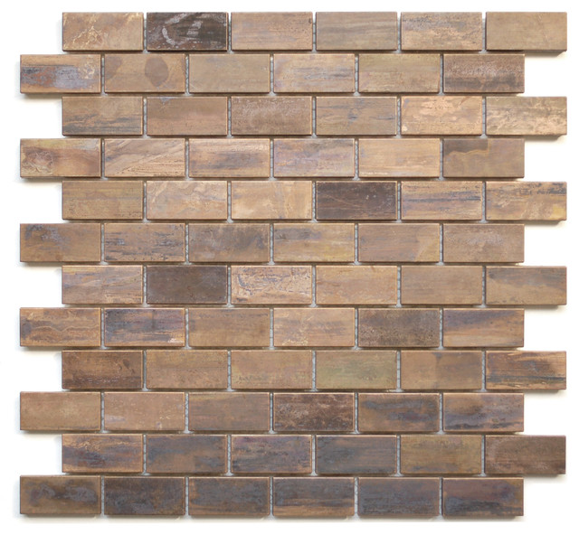 Medium Brick Antique Style Copper Mosaic Tile Contemporary 11 8 X11 Medium Brick Antique Style Copper Mosaic Tile Single
