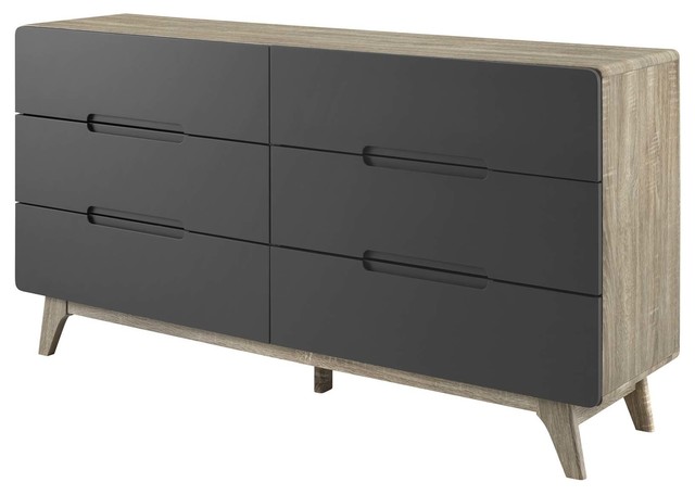 Modern Living Dresser Drawer Chest TV Stand, Wood Natural - Midcentury