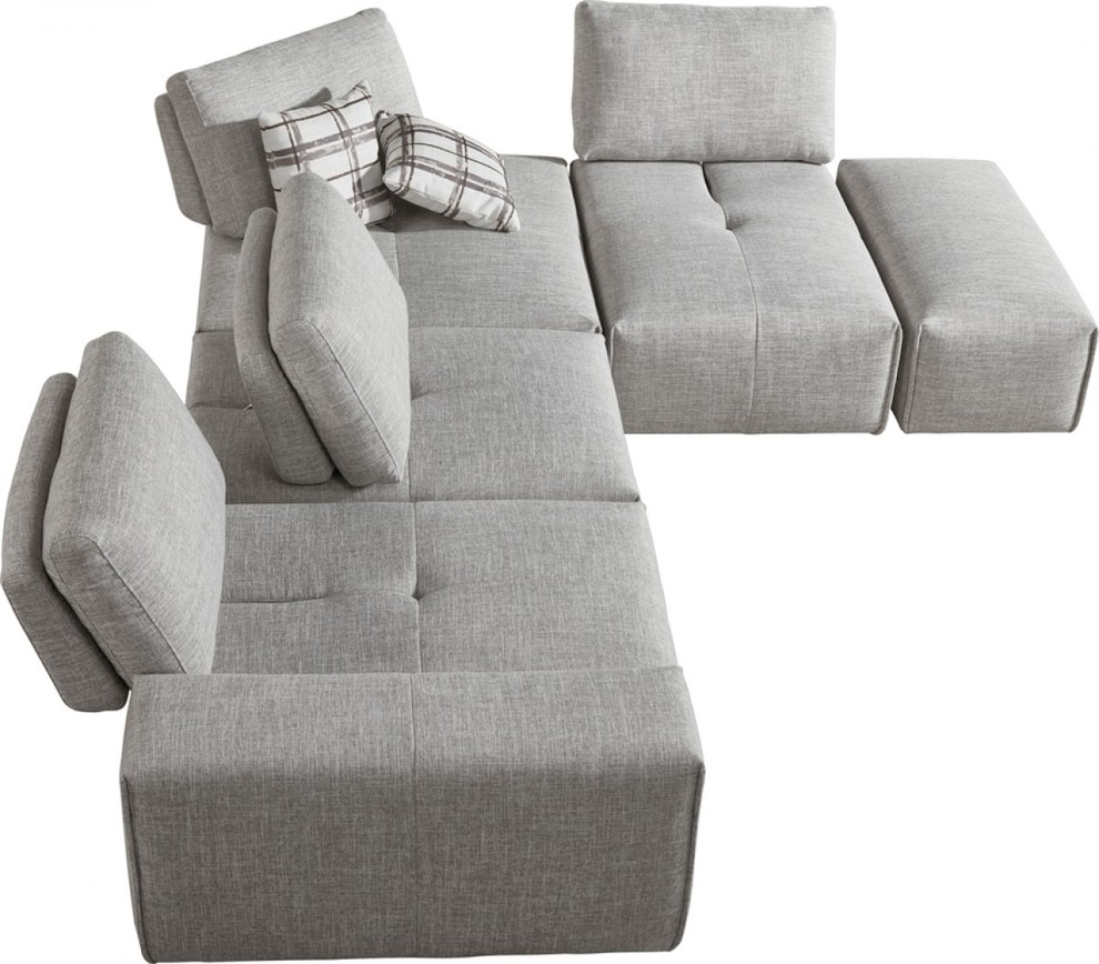 Divani Casa Platte Modern Gray Fabric Modular Sectional Sofa