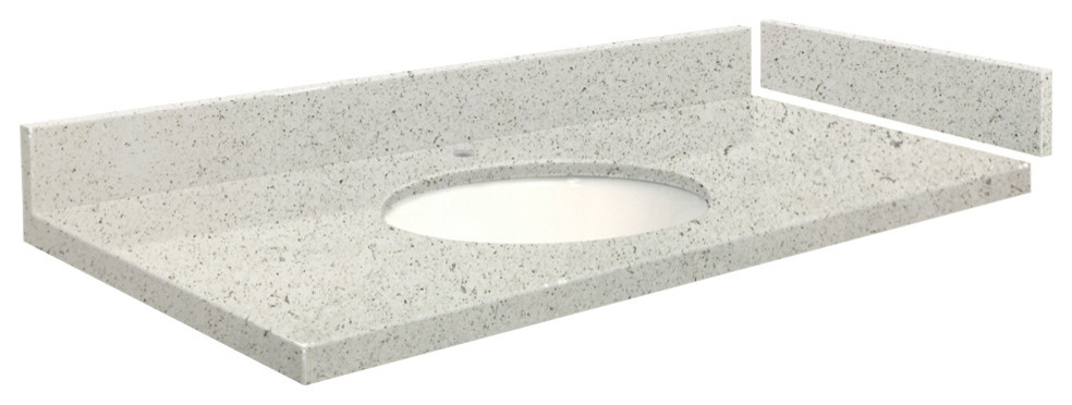 Transolid 24.5 in. Quartz Vanity Top in Almond Delite with Single Hole