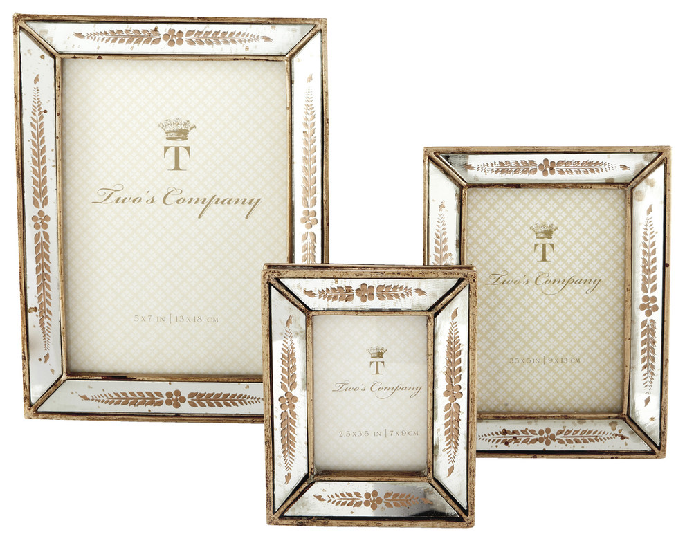 Set Of 3 Gold Leaf Photo Frames Traditional Picture By Two S Company - 3 By 5 Photo Frames Set Of 3 Gold Leaf Photo Frames Traditional Picture By Two S Company - 3 By 5 Photo Frames