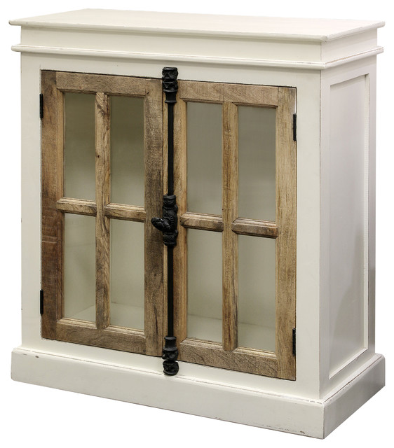 Tucker 2 Door Cabinet With Tempered Glass Window Panes And French
