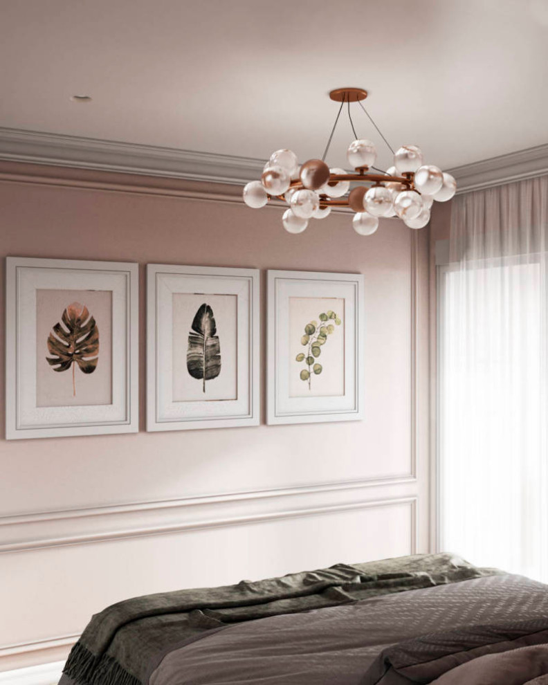 Gray-pink interior. Apartment in St. Petersburg in the neoclassical style