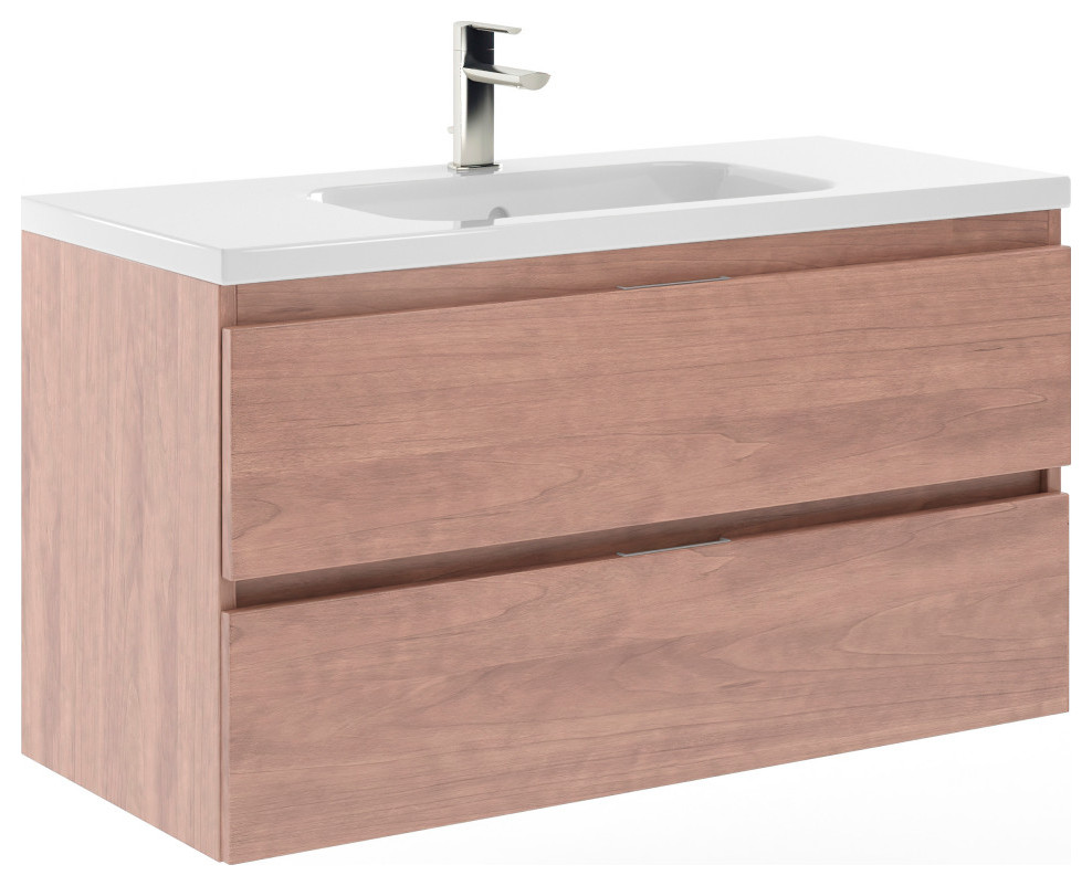 Seattle Bathroom Vanity With Ceramic Sink, 40" Contemporary