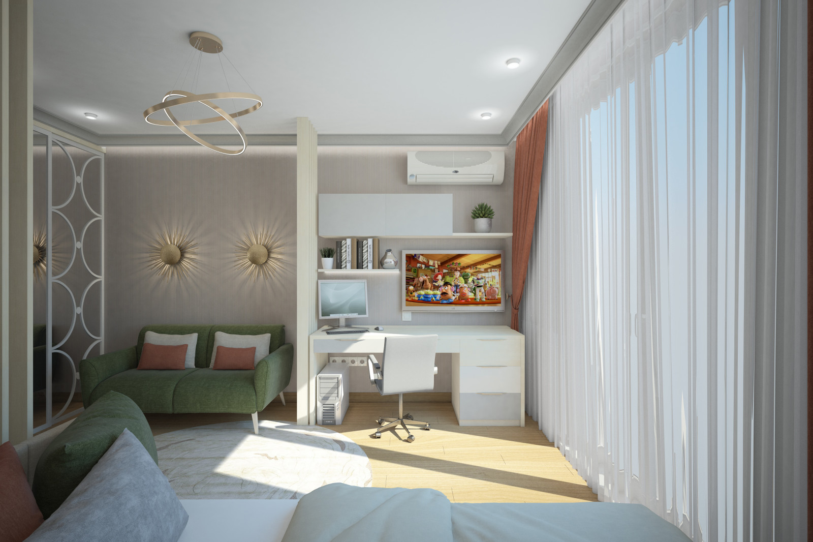 Две детские комнаты. Квартира в многоэтажном доме 160м2.