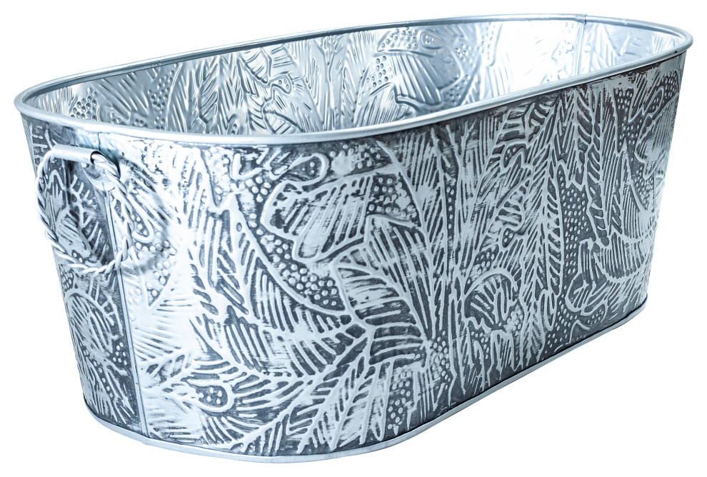 Copper Leaf Oblong Tub 21"x12" Contemporary Ice Tools And Buckets