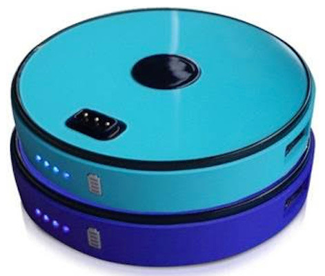 2-Disk Sungale Round Stackable Power Bank, Blue/Turquoise