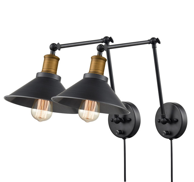 Metal Black Swing Arm Wall Sconce Set Of 2 Metal Black Swing Arm Wall Sconce Set Of 2