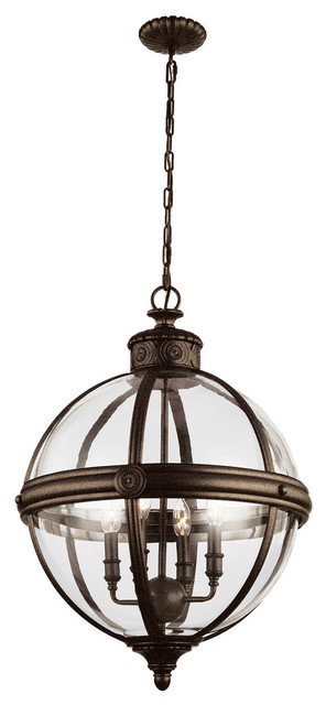 Adams Pendant Chandelier, Bronze, 4 Lights