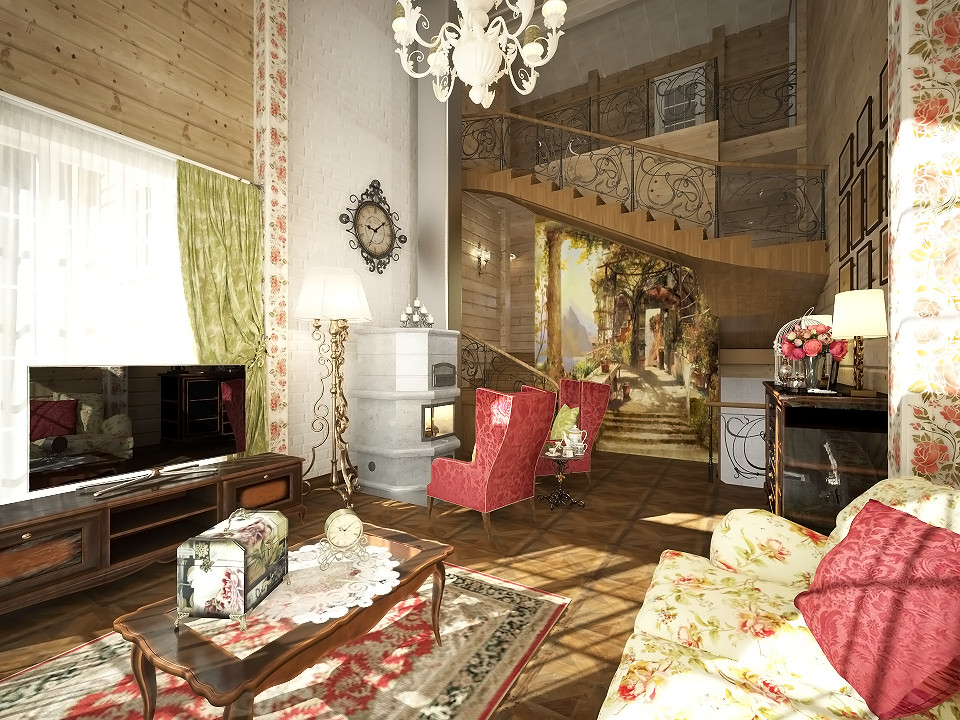 Дом в стиле прованс с акцентами русского стиля