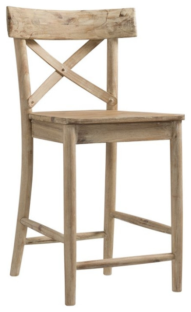 Bowery Hill 24" Transitional Solid Wood Counter Height Stool in Natural
