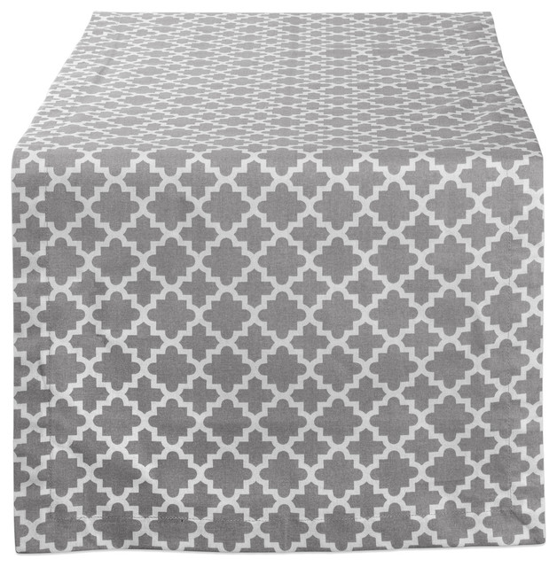 Gray Lattice Table Runner 14X108, 14x72" Mediterranean Table