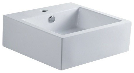Sierra White China Vessel Bathroom Sink with Overflow Hole & Faucet Hole