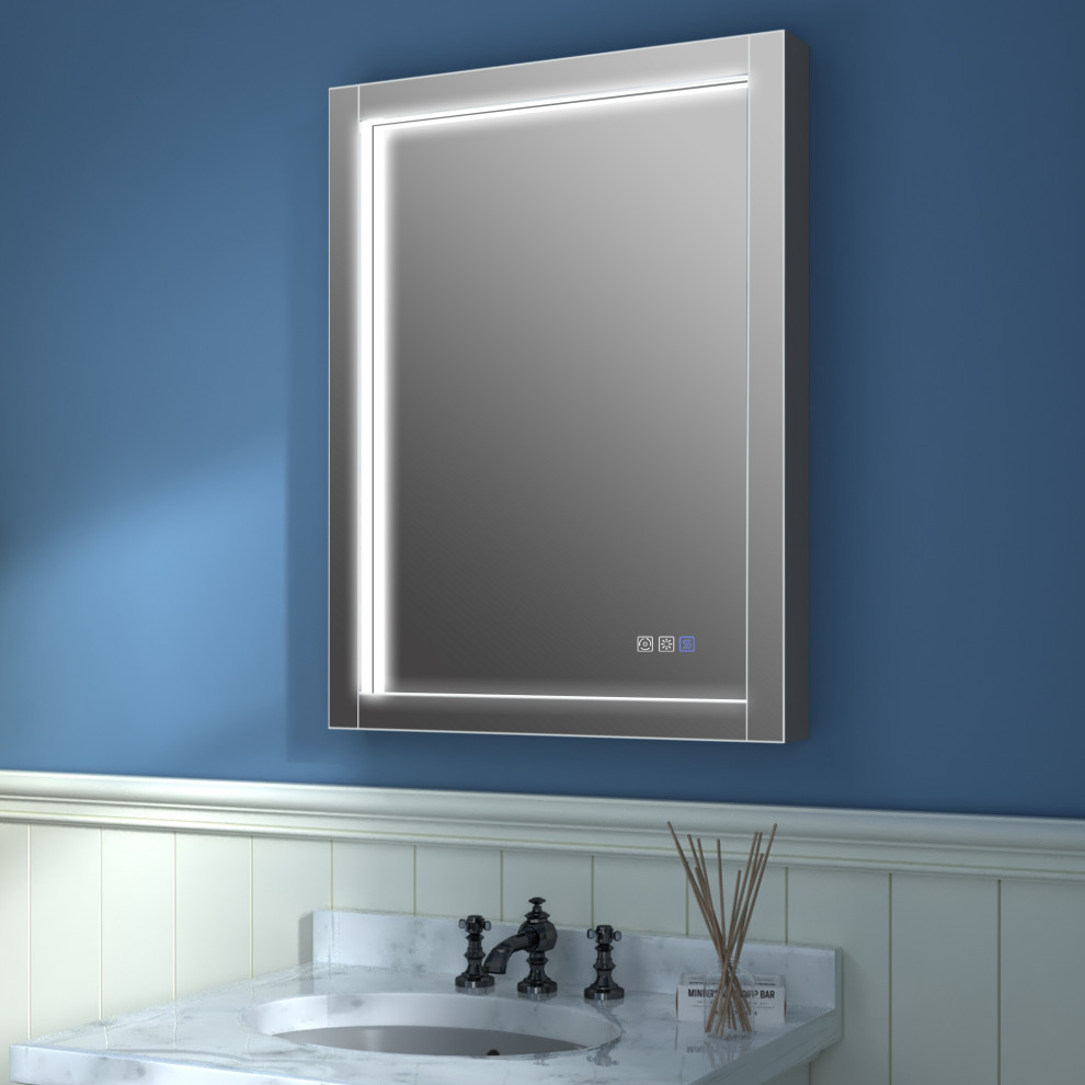 ExBrite LED Lighted Bathroom Mirror with Defog and Stepless Dimming, 24