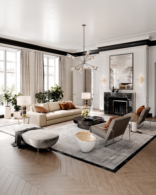 Corbett Lighting modern-vardagsrum