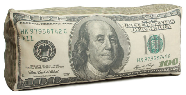 100 Bill Pillow Eclectic Decorative Pillows By Wow Works Llc
