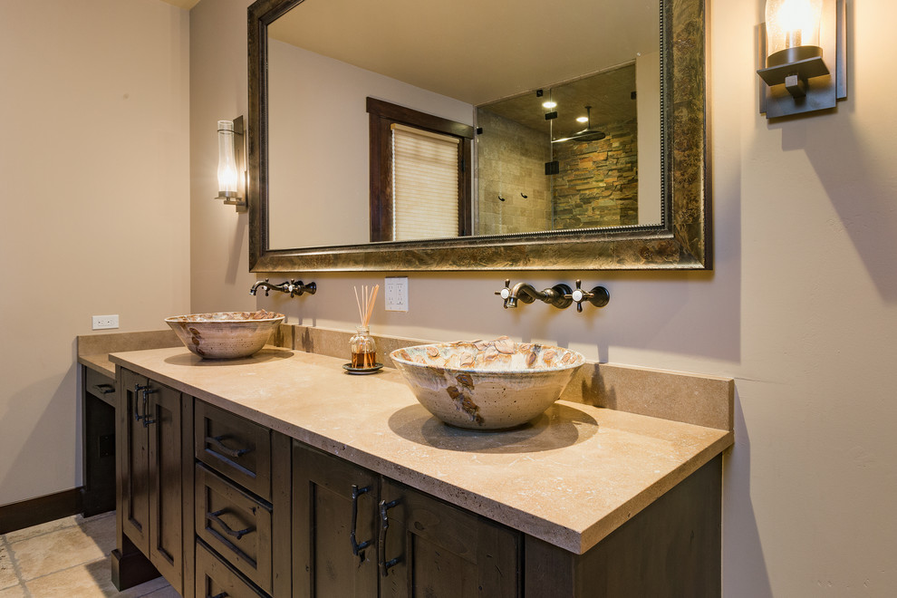 Inspiration for a rustic bathroom remodel in Albuquerque