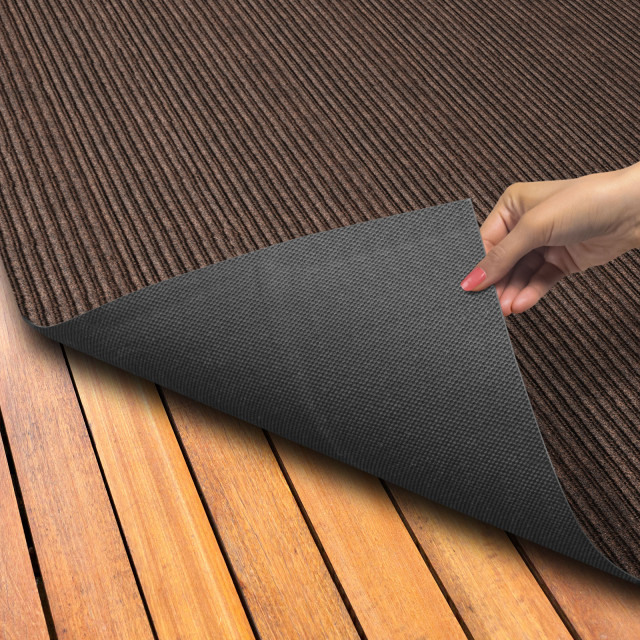 What Is Double Ribbed Rug Indoor Outdoor Double-Ribbed Carpet WithSkid-Resistant Back Brown, 6 Ft ...