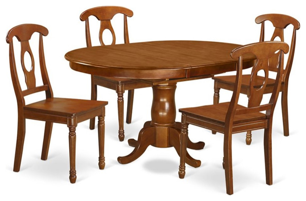 Atlin Designs 5-piece Wood Dining Room Table Set in Saddle Brown