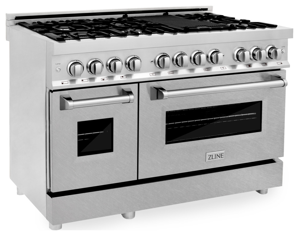 ZLINE 48 in. Professional Dual Fuel Range With DuraSnow Finish Door, RA