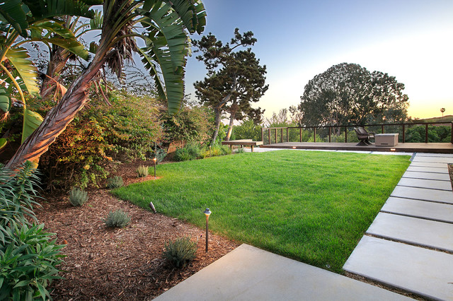 Backyard Lawn Mid Century Open Floor Plan With View Deck Contemporary San Diego By Eco Minded Solutions Houzz Uk