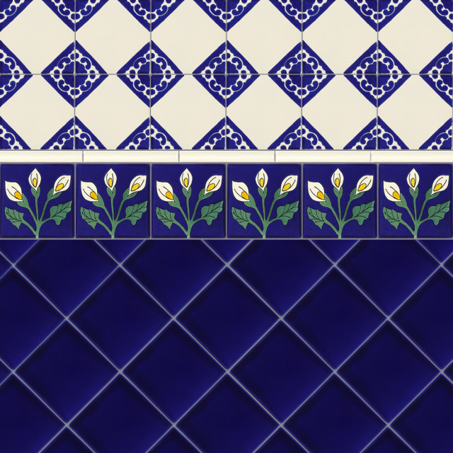 Handmade Tierra y Fuego Ceramic Tile, Callalilies 1, Set of 9 ...