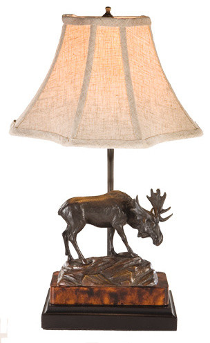 Rock Lamp Rustic Table Lamps, Rustic Moose Table Lamps