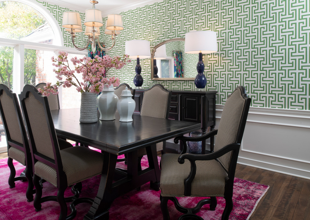 Inspiration for a timeless wallpaper dining room remodel in Minneapolis