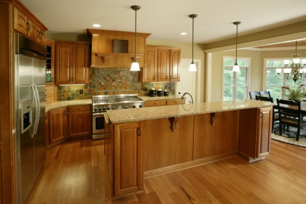 Cherry Cabinets And Granite Countertop American Traditional