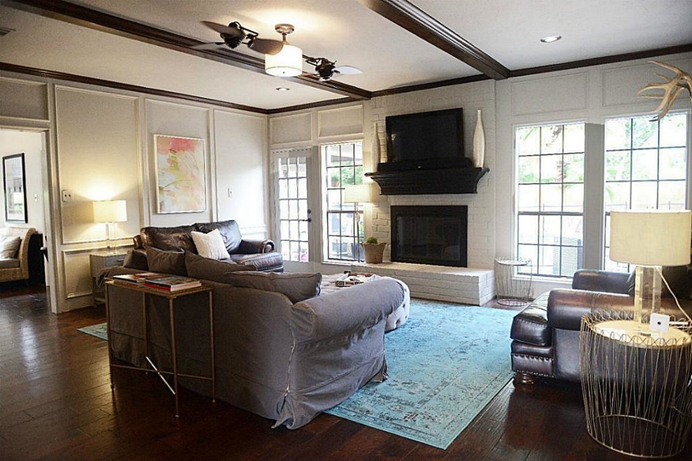 Example of a transitional enclosed home design design in Houston