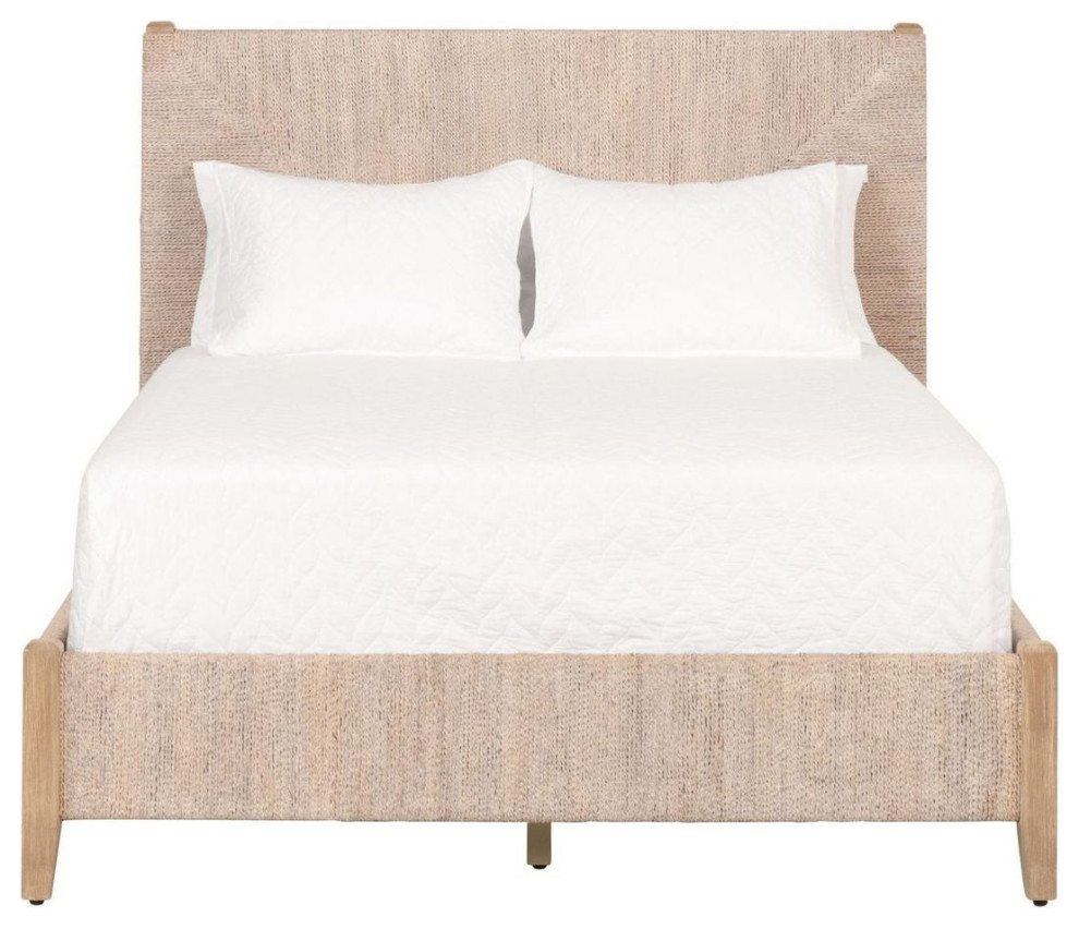 Essentials For Living Woven Malay Bed White Wash, Queen Beach Style