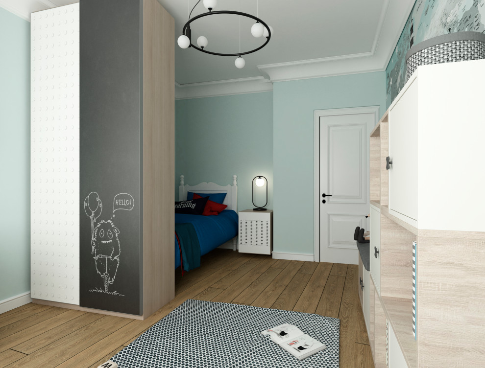 Сложное зонирование: спальня+кабинет+коридор. Обновление лоджии и детской.