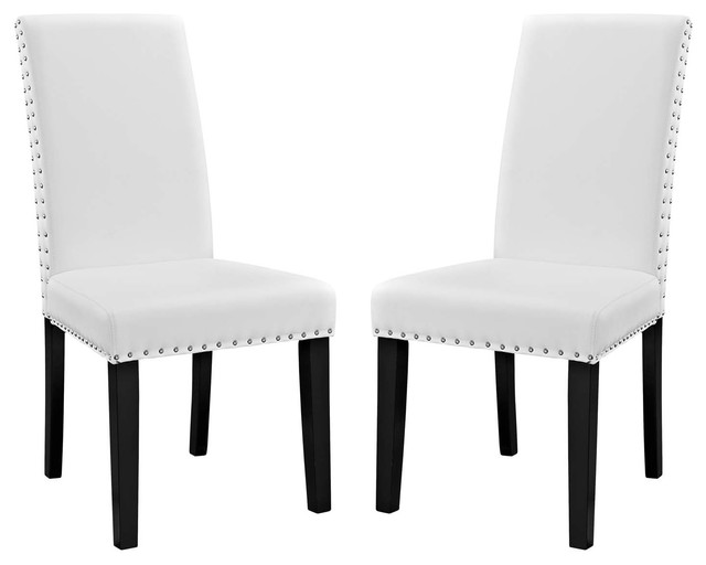 Modern Urban Living Dining Side Chair, Set of 2, Faux Vinyl Leather