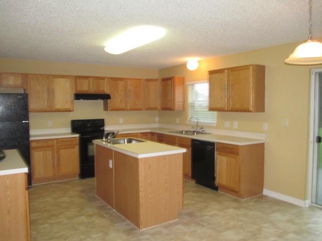 Kitchen - kitchen idea in Phoenix with light wood cabinets and black appliances
