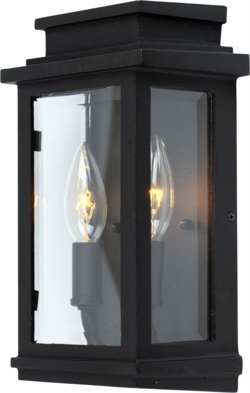 Fremont 3.75" 2-Light Outdoor Wall Mount Black Clear Glass