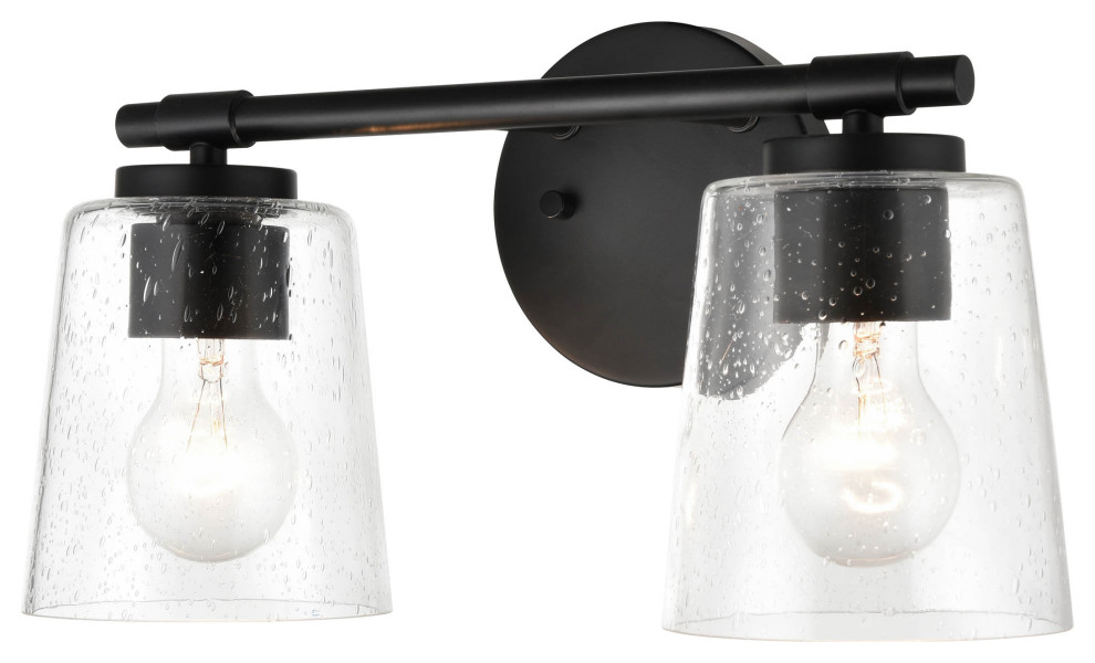 2Light 15" Matte Black Bathroom Vanity Light Transitional Bathroom