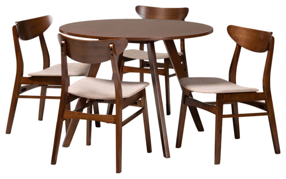 Lubbock MidCentury Walnut Effect 5Piece Dining Set Midcentury